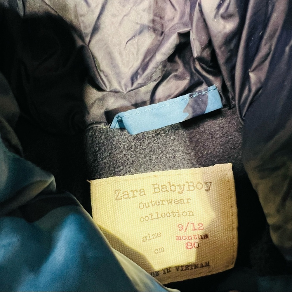 Zara Jacket Baby’s Blue Puffer Jacket with Penguin Print - Picture 3 of 3